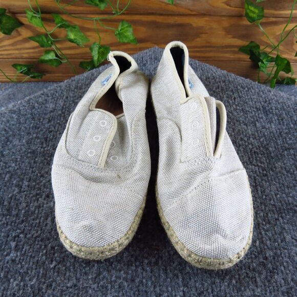 TOMS Women's Espadrille Beige Fabric Sz 7 Medium Gently Used 2025 - Picture 2 of 7